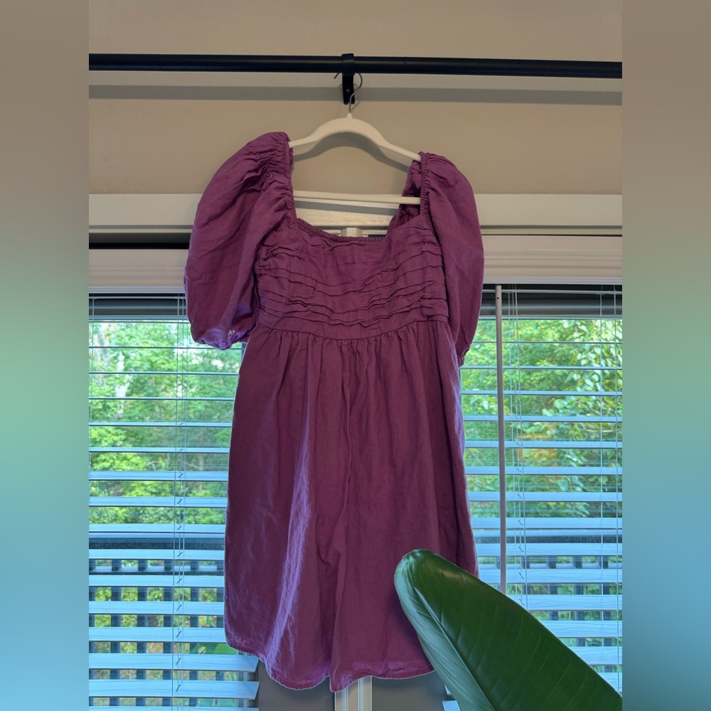 A&F Emerson Linen-Blend Puff Sleeve Mini Dress